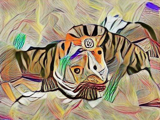 A majest tiger, in the style of picasso